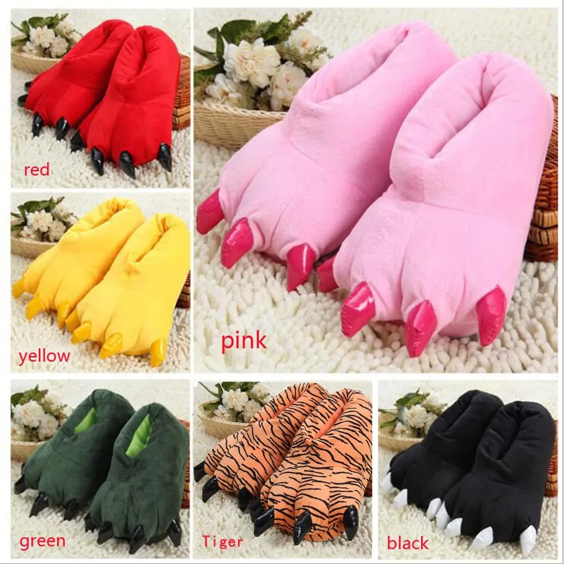 Adult Dinosaur Paw Plush Slippers - Warm Home Claw Slippers
