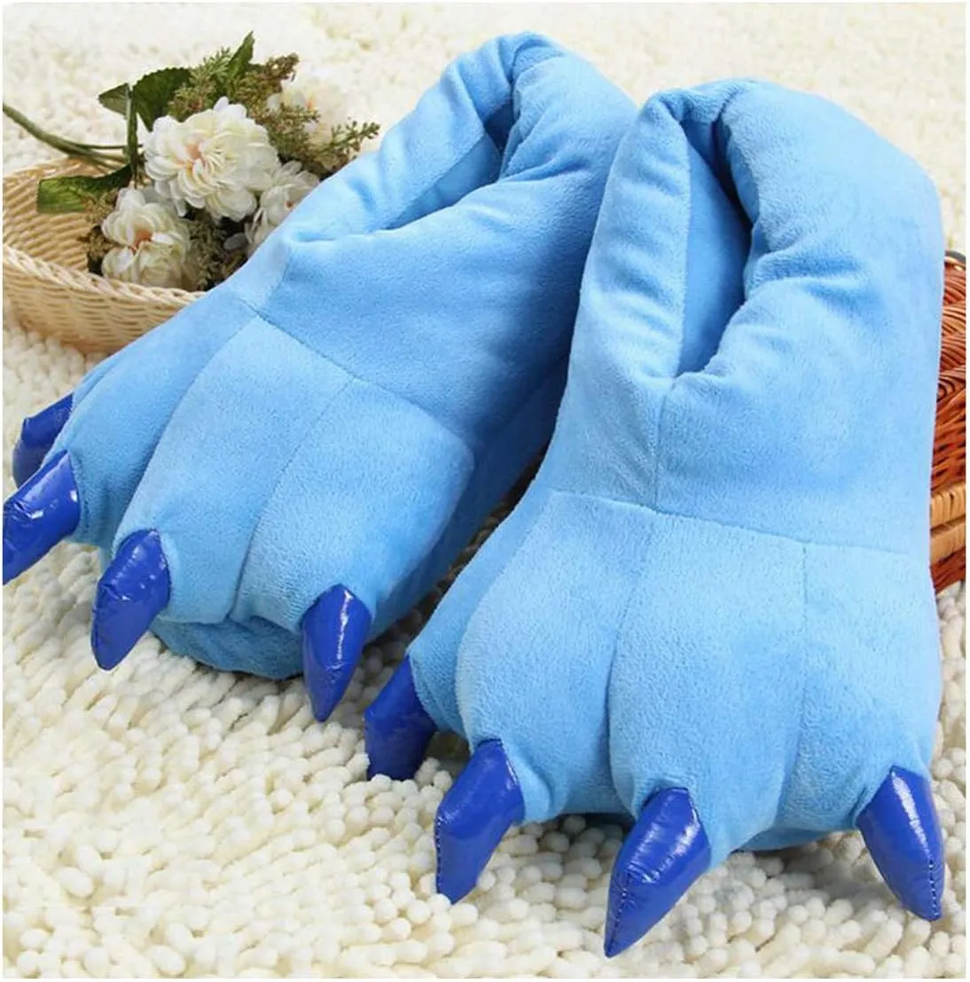 Adult Dinosaur Paw Plush Slippers - Warm Home Claw Slippers