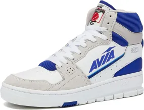Avia 821 High Top Sneakers for Men, Indoor or Outdoor Mens Basketball Shoes - White/Silver Grey/Navy Blue, 10.5 Medium