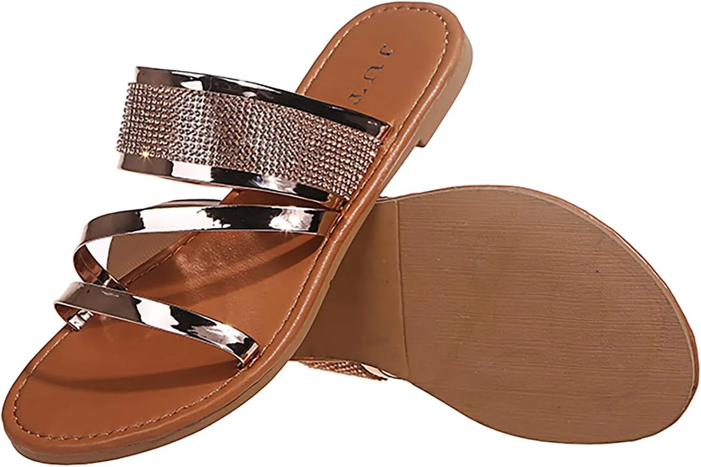 Beach Sandals for Women Roman Slip on Ring Toe Flip Flop Breathable Pluse Size for Women Summer Wedding