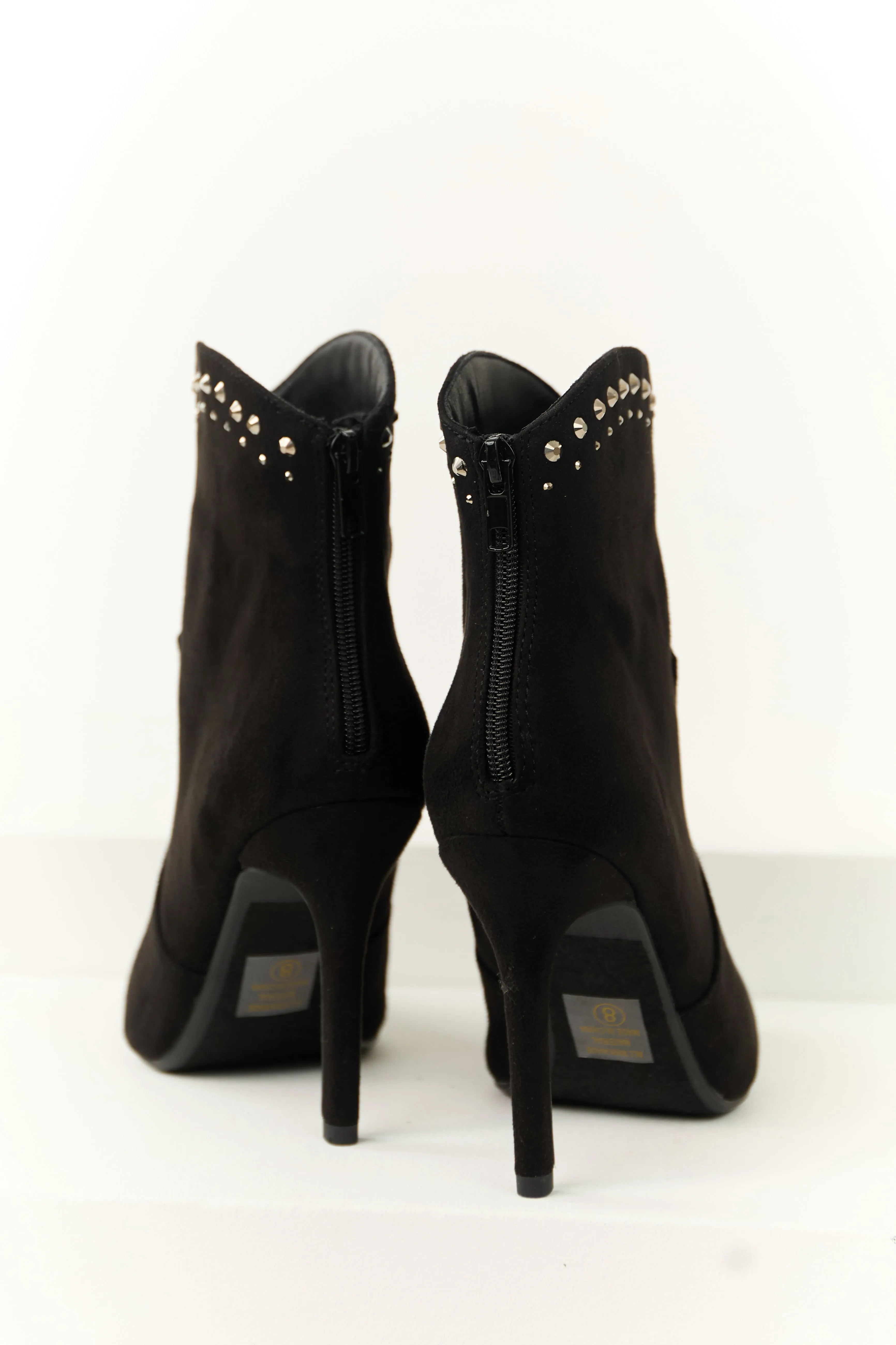 Black Rhinestone Detail High Heel Ankle Booties