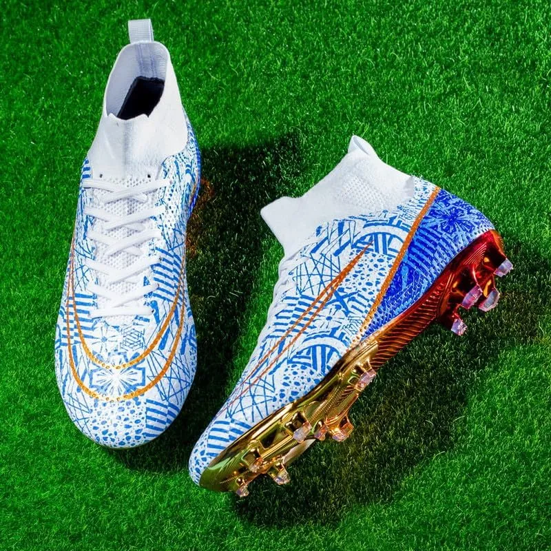 DHOVOR Boys Girls High-Top Soccer Cleats Youth Football Cleats Comfortable Indoor Soccer Shoes for Kids Outdoor/Indoor/Competition/Unisex
