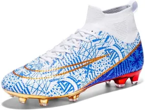 DHOVOR Boys Girls High-Top Soccer Cleats Youth Football Cleats Comfortable Indoor Soccer Shoes for Kids Outdoor/Indoor/Competition/Unisex