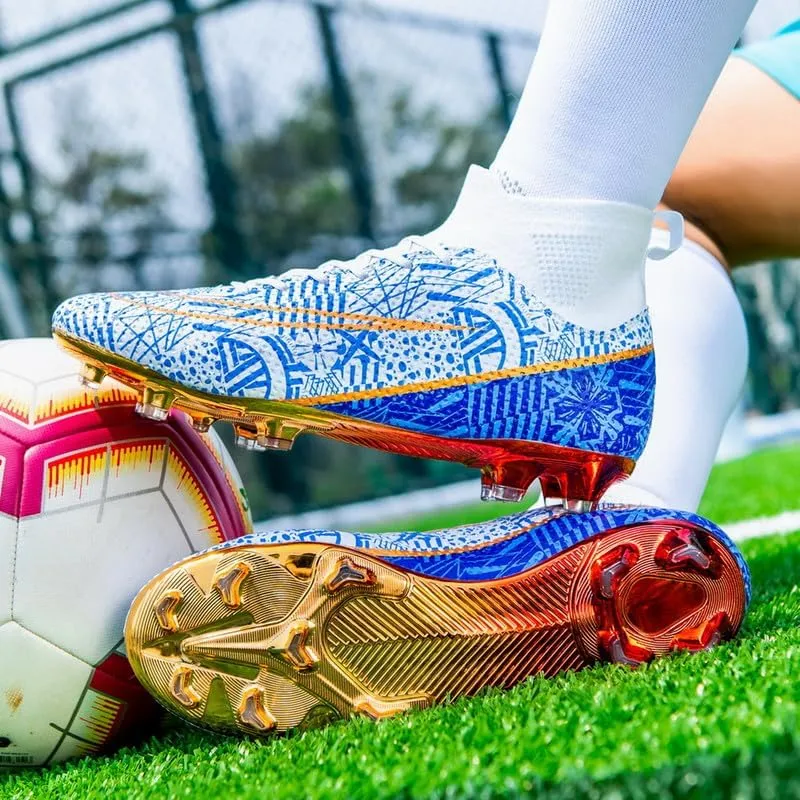 DHOVOR Boys Girls High-Top Soccer Cleats Youth Football Cleats Comfortable Indoor Soccer Shoes for Kids Outdoor/Indoor/Competition/Unisex