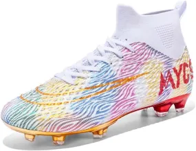 DHOVOR Boys Girls High-Top Soccer Cleats Youth Football Cleats Comfortable Indoor Soccer Shoes for Kids Outdoor/Indoor/Competition/Unisex