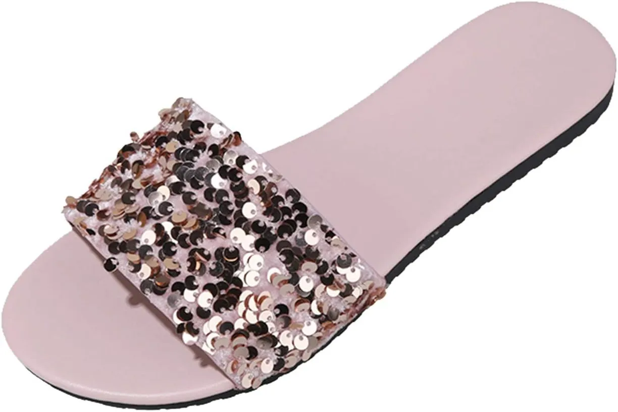 Flat Sandals Women Casual Slide Beach One Strap Open toe Falt Slip On Dressy Flat Sandals Flat Womens Sandals