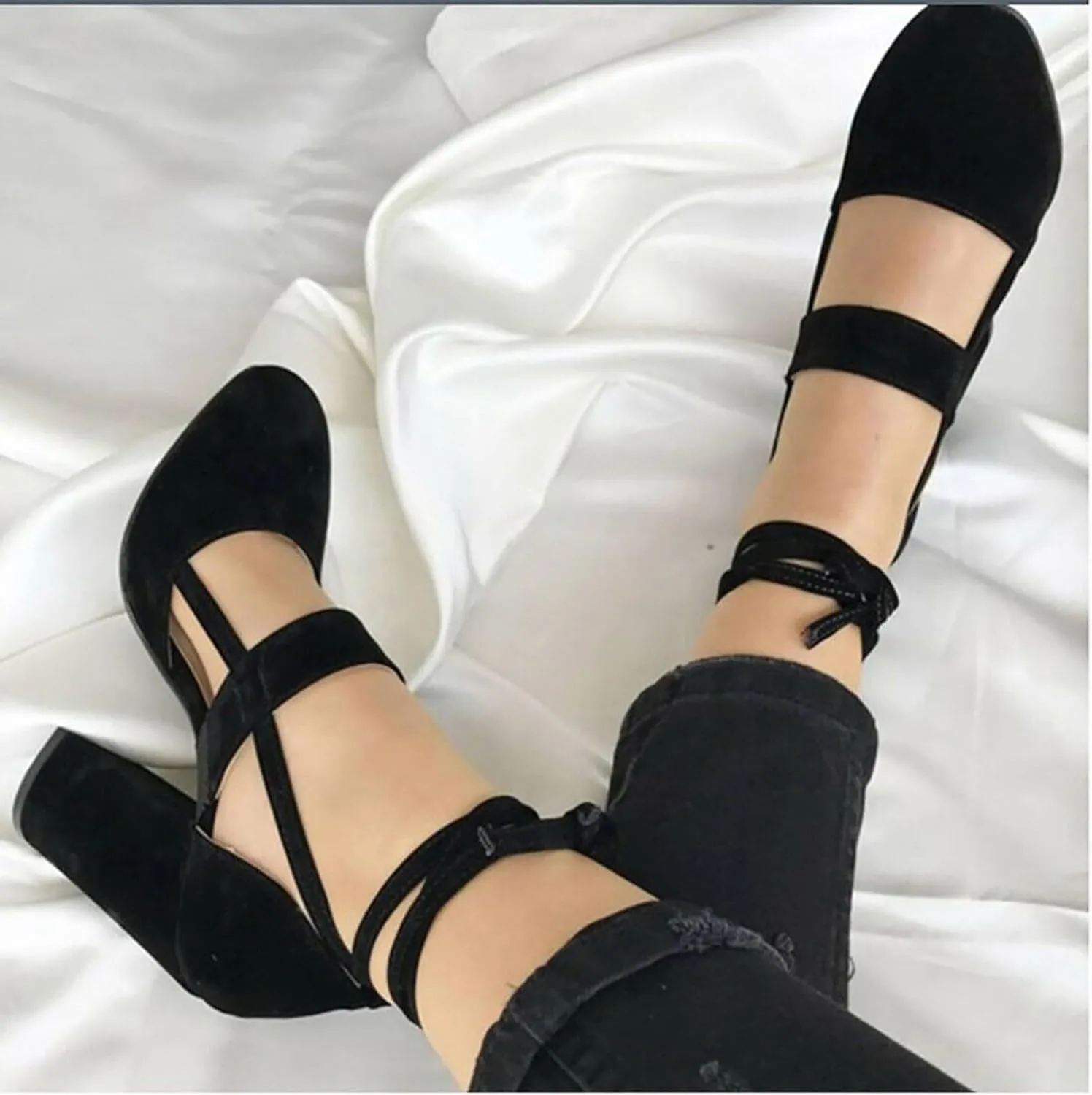 Ladies Fashion Classic Baotou Strap Shoes Casual High Heel Sandals Heel Straps for High Heels Women' Heels
