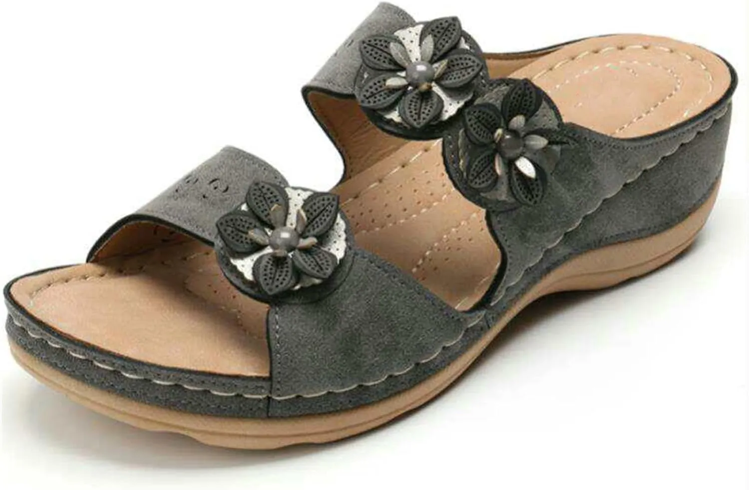 Lausiuoe Orthopedic Sandals for Women,Orthotic Flip Flops for Women Low Wedge Sandals with Arch Support for Flat Feet