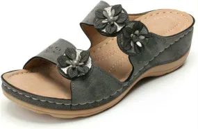 Lausiuoe Orthopedic Sandals for Women,Orthotic Flip Flops for Women Low Wedge Sandals with Arch Support for Flat Feet