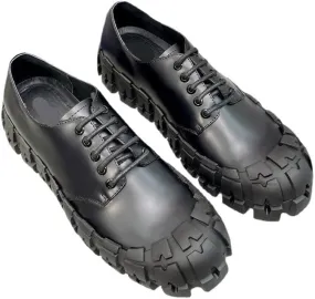 Men's Black Platform Chunky Slip-On Penny Loafers Mens Genuine Leather Dress Shoes