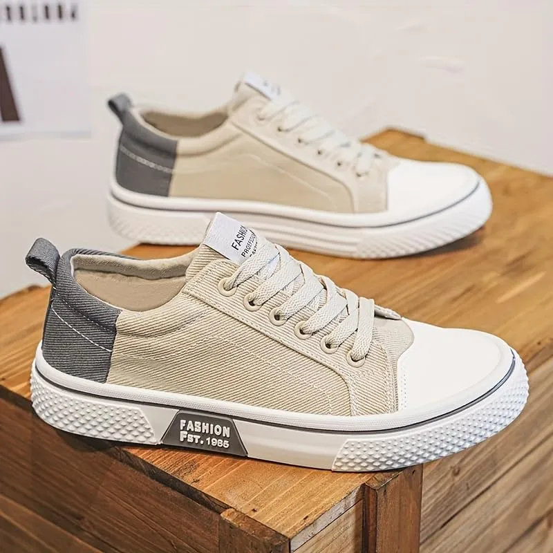 Men's Canvas Sneakers Breathable Low-Top Lace-Up Shoes with Non-Slip Sole Casual Fashion Shoes for Men