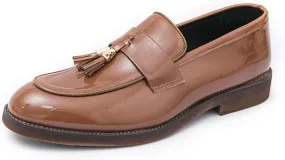Men's Patent Leather Tassel Chunky Loafer Casual Slip - On Platform Loafer Shoes