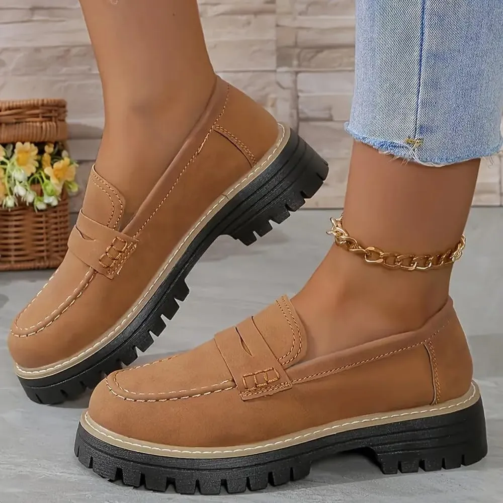 Orthoture Orthopedic Platform Loafers, Womens Loafers Comfortable, Lug Sole Loafers for Women, Platform Loafers for Women