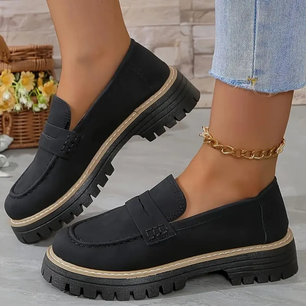 Orthoture Orthopedic Platform Loafers, Womens Loafers Comfortable, Lug Sole Loafers for Women, Platform Loafers for Women