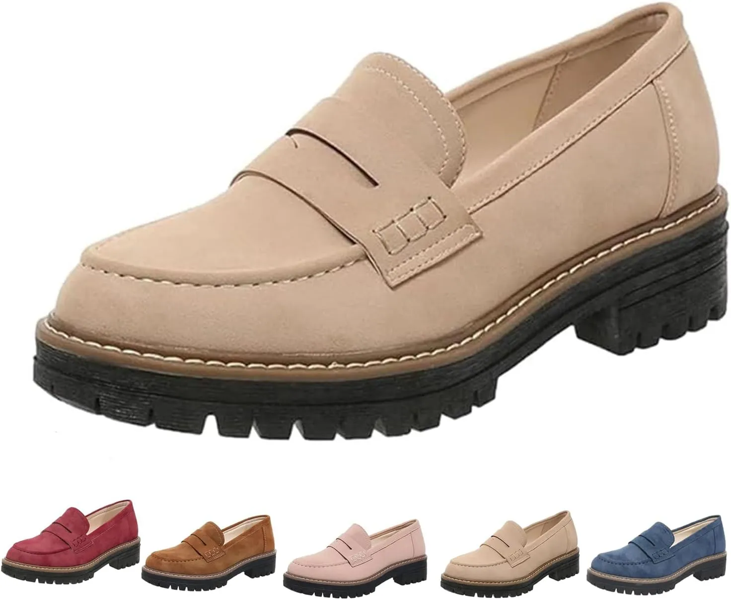 Orthoture Womens Orthopedic Platform Loafers, Comfortable Pink Casual Loafers