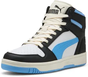 PUMA Men's Rebound Layup Mid Shoes Sneaker, Black-Team Light Blue-Frosted Ivory, 9