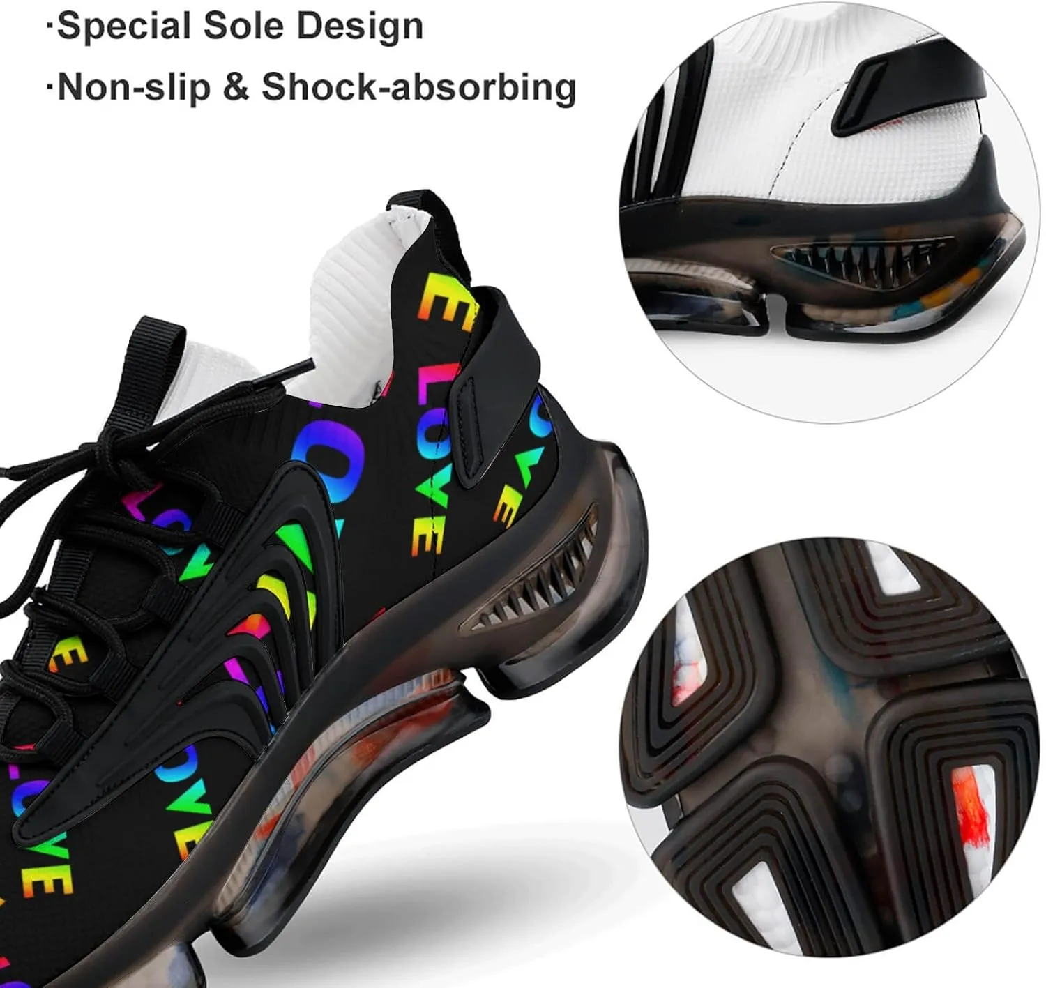 Rainbow Love Mens Sneakers Running Shoes Lightweight Athletic Shoes for Jogging Walking Gym