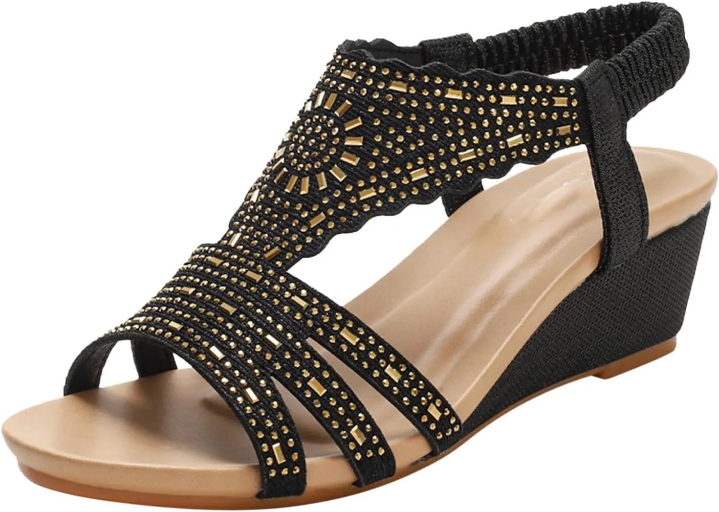 Sandals For Ladies Womens Wedges Shoes Elastic Band Casual Bohemian Sandals Boho Shoes for Women Sandals Hiking Sandal