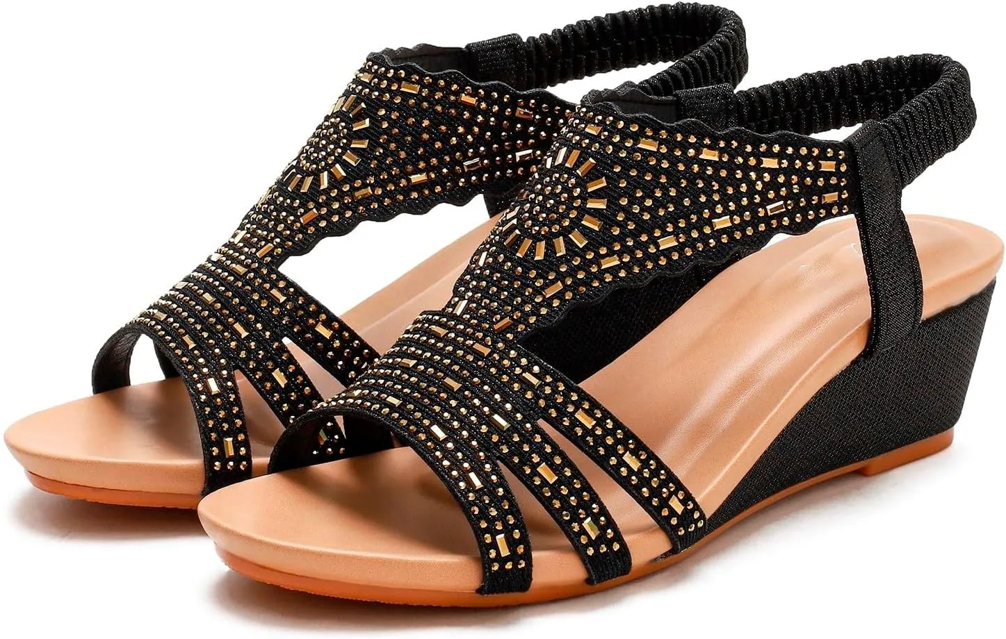Sandals For Ladies Womens Wedges Shoes Elastic Band Casual Bohemian Sandals Boho Shoes for Women Sandals Hiking Sandal