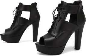 SHODENSE Women Vintage Chunky Platform Loafers Shoes Open Peep Toe Lace Up Platform Sandals Booties Mesh Cutout High Block Heel Oxford Loafers Crocodile Zipper Buckle Caged Sandal Sexy Chic 4-15 M US