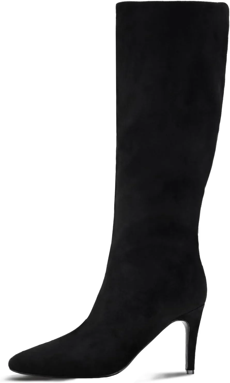 Shoe'N Tale Women's Knee High Boots Pointed Toe Stiletto High Heel Long Boots Side Zipper Tall Boots