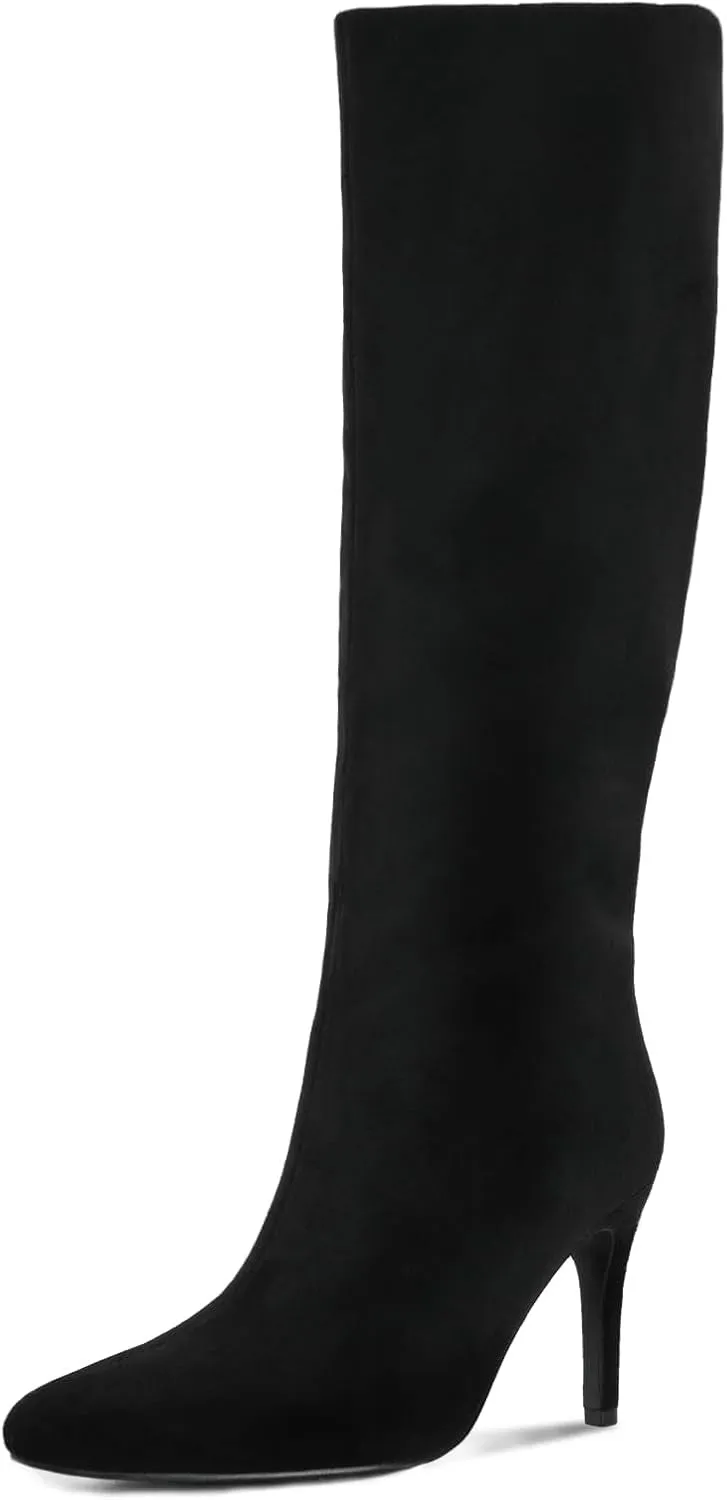 Shoe'N Tale Women's Knee High Boots Pointed Toe Stiletto High Heel Long Boots Side Zipper Tall Boots