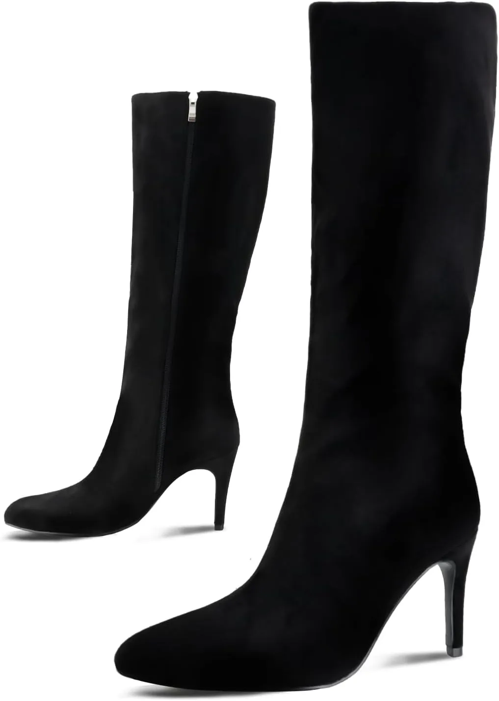Shoe'N Tale Women's Knee High Boots Pointed Toe Stiletto High Heel Long Boots Side Zipper Tall Boots