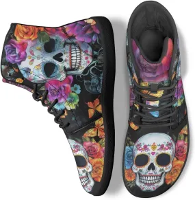 Skull High Top Basketball Barefoot Shoes for Men Women Casual Walking Work Shoes Running Sneakers
