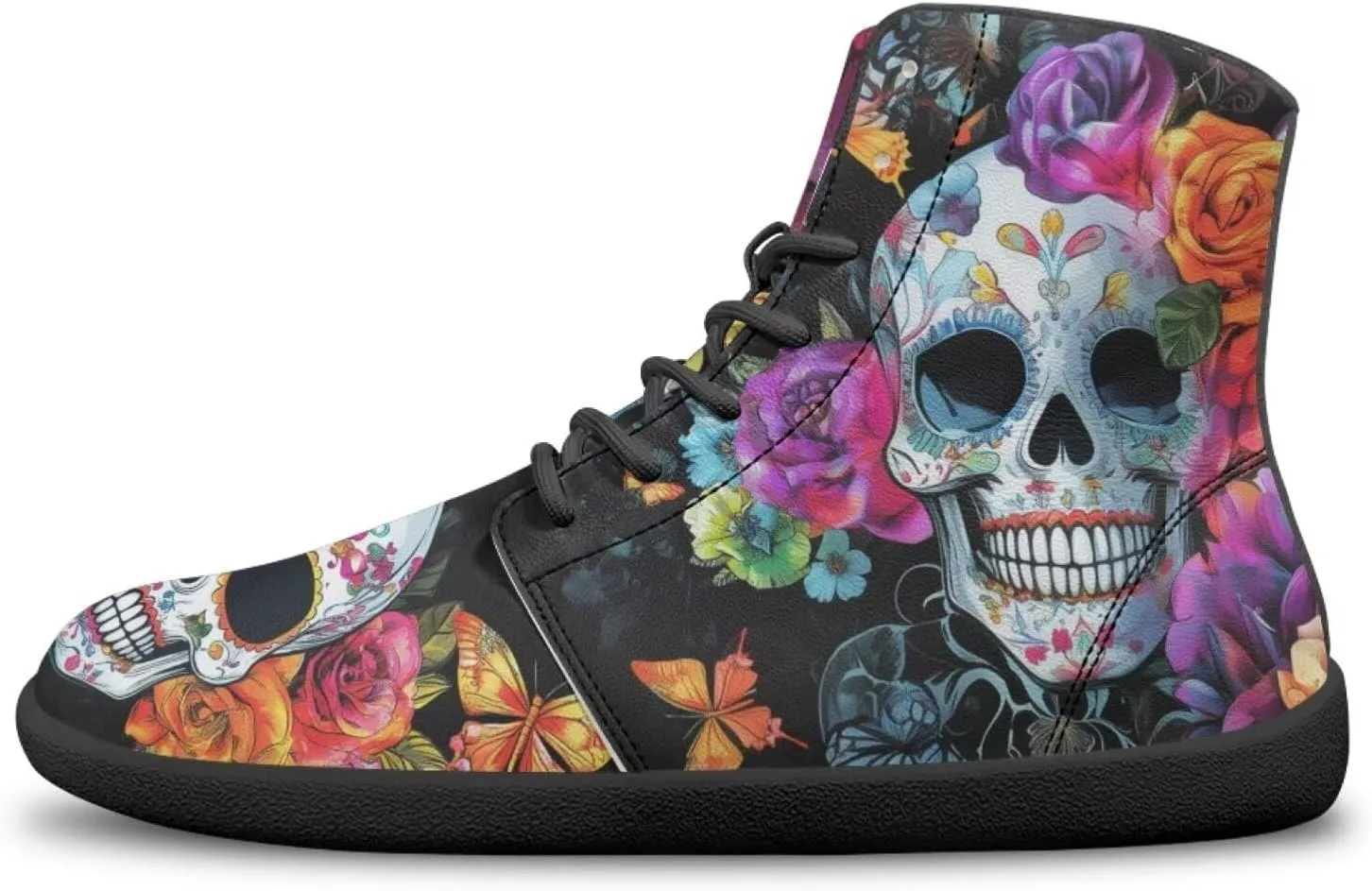 Skull High Top Basketball Barefoot Shoes for Men Women Casual Walking Work Shoes Running Sneakers