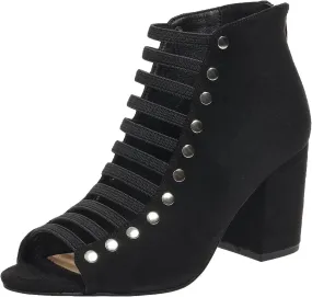 Women Toe Suede Sandals Back Zipper Cutout Sandals Chunky High Heel Sandals Ankle Strap Womens Dress Boots Low Heel