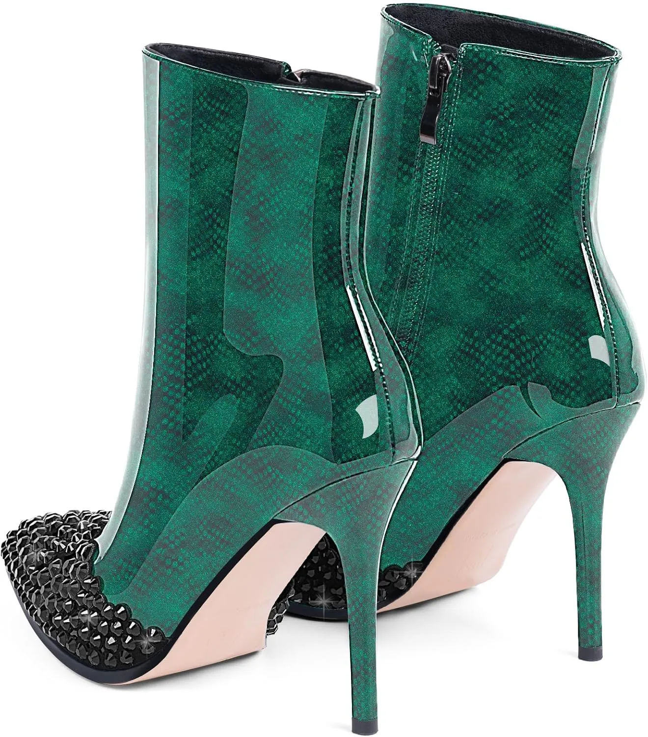 Women's High Heel Sexy Ankle Boots Rhinestone Pointed Toe Shoes
