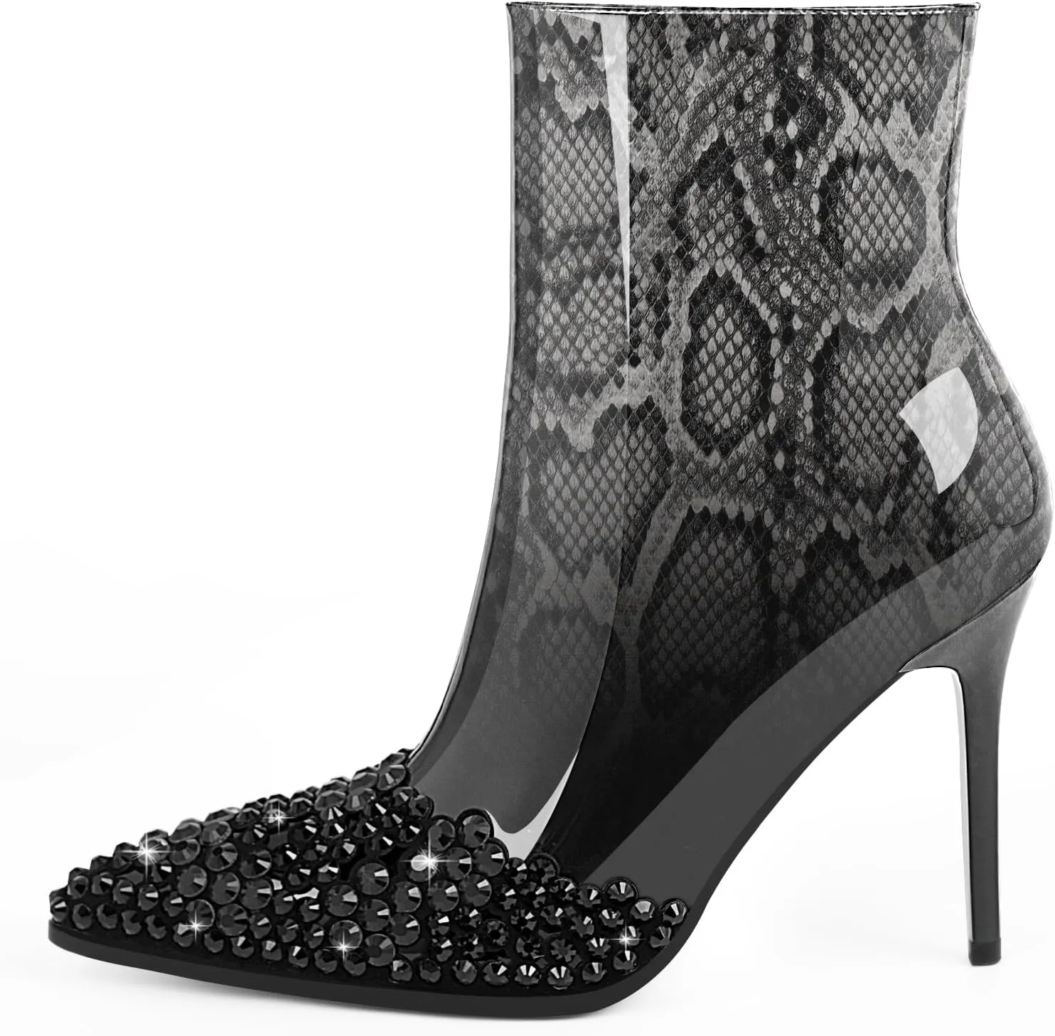 Women's High Heel Sexy Ankle Boots Rhinestone Pointed Toe Shoes
