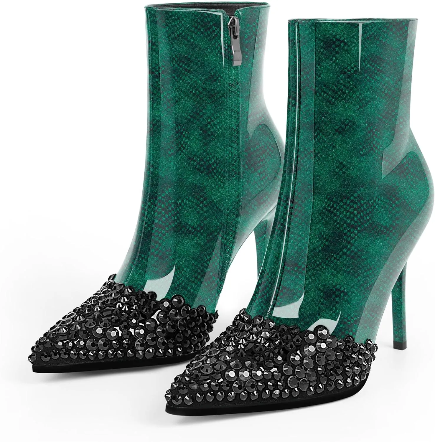 Women's High Heel Sexy Ankle Boots Rhinestone Pointed Toe Shoes