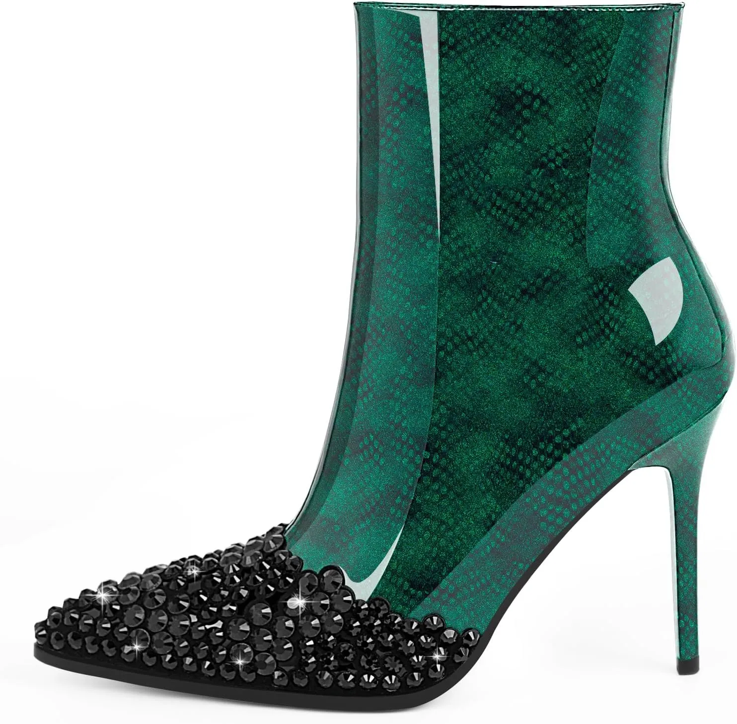 Women's High Heel Sexy Ankle Boots Rhinestone Pointed Toe Shoes