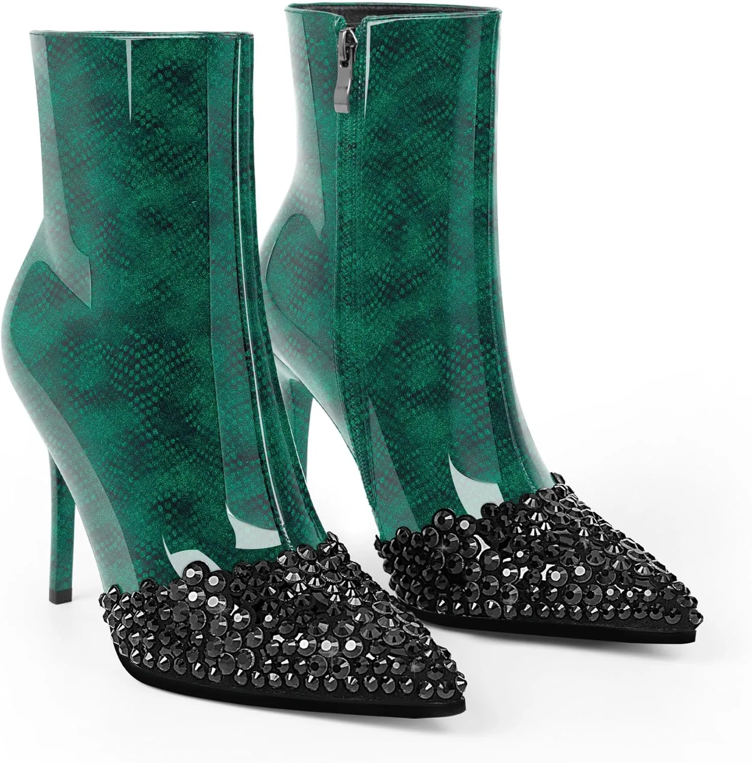 Women's High Heel Sexy Ankle Boots Rhinestone Pointed Toe Shoes