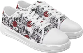 Women's Lace Up Low Top Canvas Shoes Fashion Casual Round Toe Sneakers Hands Free No Laces Barefoot Shoes US5.5-13.5