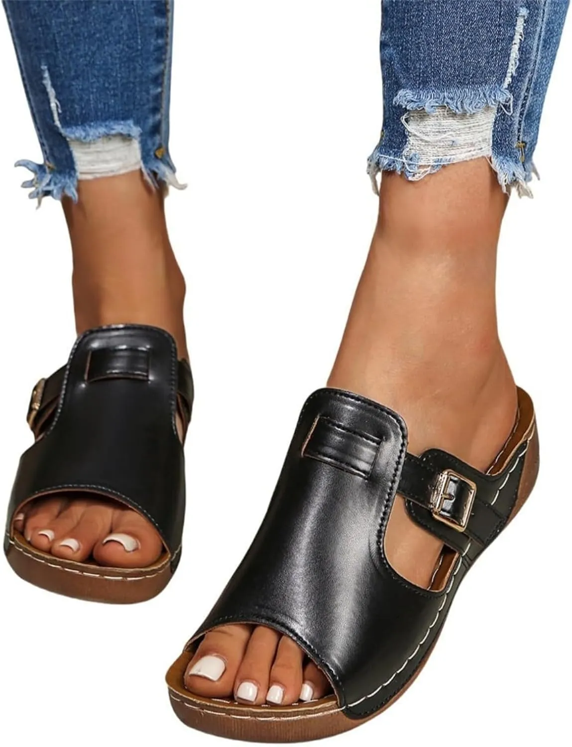Womens Sandals Wedge Sandals Summer Beach Hollow Out Sandal 2025 Width Orthopedic Platform Open Toe Sandal