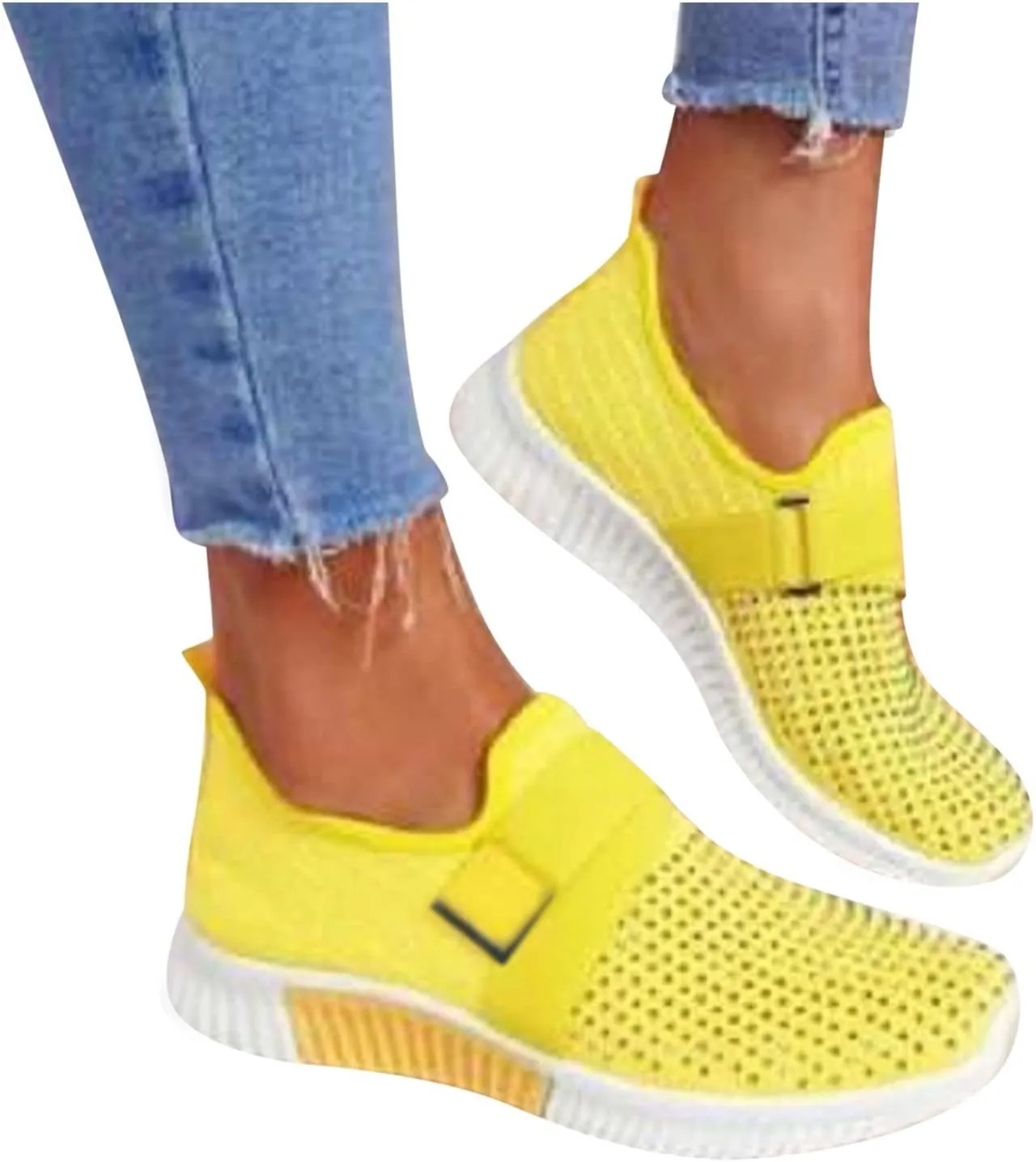 Women's Slip On Walking Shoes Running Comfortable Non Slip Work Shoes Women High Top Casual Tennis Shoes Slip On Sneakers White Tennis Shoe White Loafers