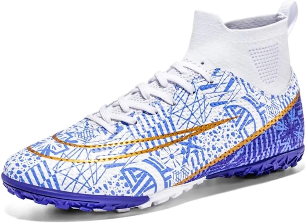 Youth Turf Soccer Shoes Mens Women High top Football Boots Indoor Athletic Ankle Shoes Spikes Indoor Soccer Cleats AG