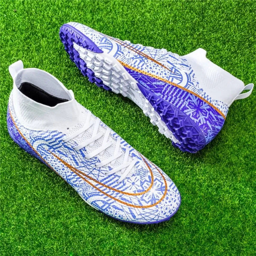 Youth Turf Soccer Shoes Mens Women High top Football Boots Indoor Athletic Ankle Shoes Spikes Indoor Soccer Cleats AG
