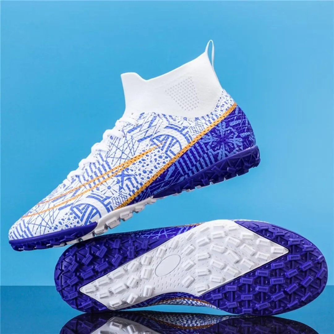 Youth Turf Soccer Shoes Mens Women High top Football Boots Indoor Athletic Ankle Shoes Spikes Indoor Soccer Cleats AG